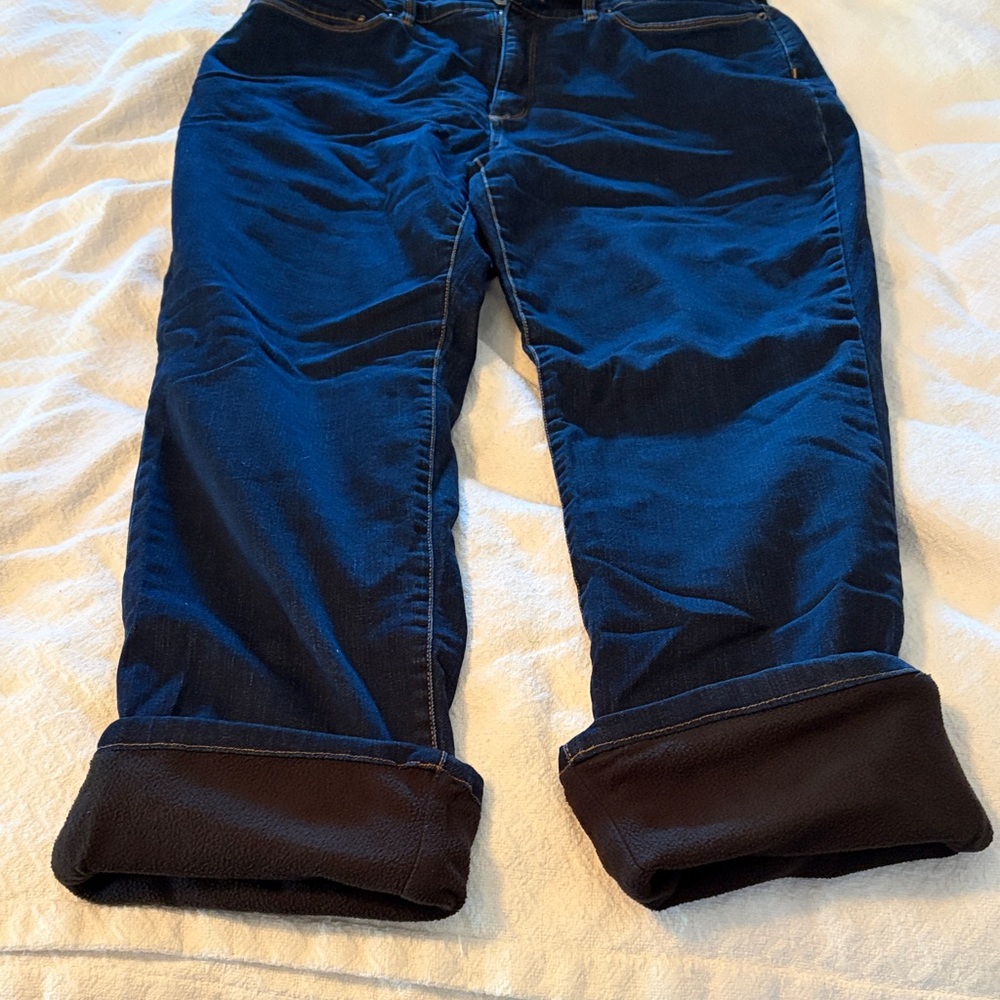 Eddie Bauer Women’s Fleece Lined High Rise Straight Leg Jeans